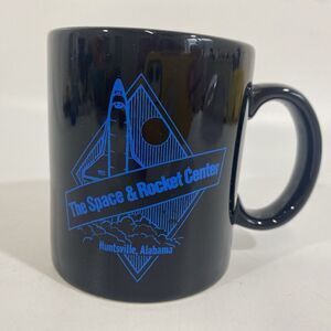 Vintage 80’s 90s Space And Rocket Center Huntsville Mug Japan Black Spaceship